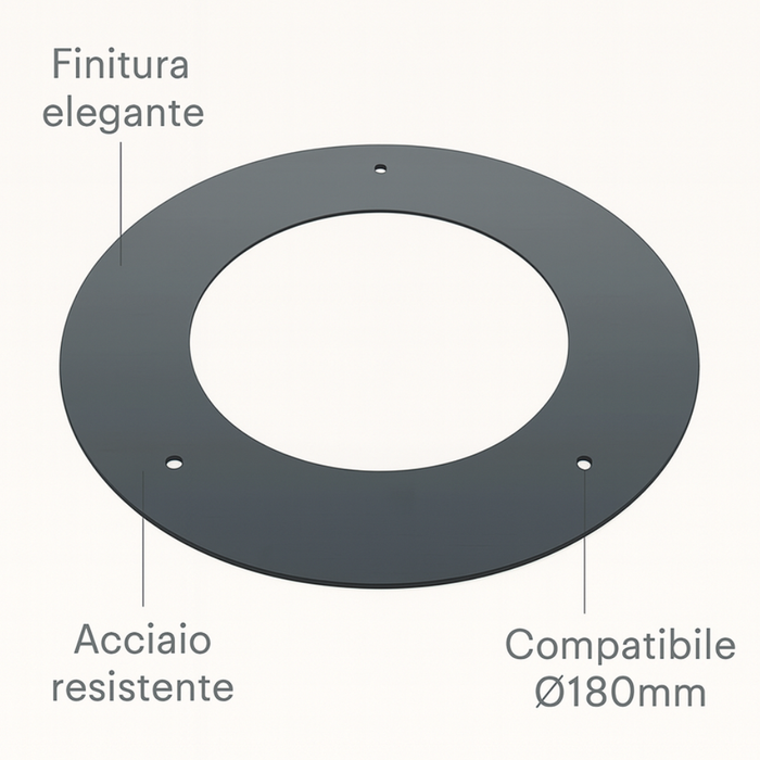 Rosone finitura arredo alluminio canale fumo stufa pellet abbellimento parete *** misura Ø 180, confezione 1