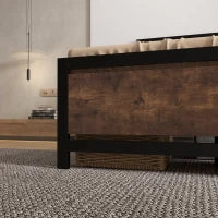 Struttura Letto Singolo in Acciaio 97 x 195 x 103 cm Compatibile con Materasso 90 x 190 cm Legno con Venature