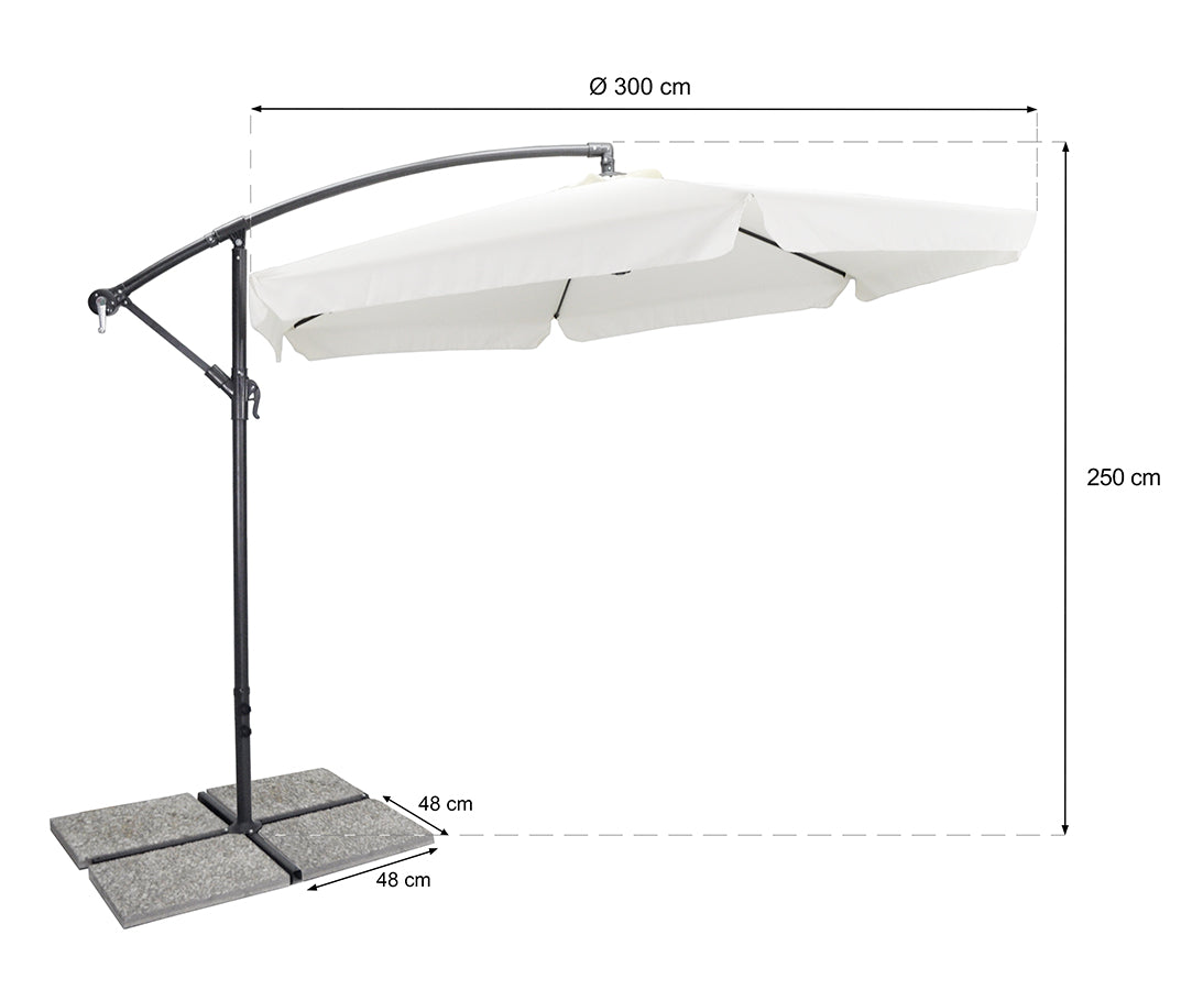 Ombrellone da giardino rotondo Ø 3 mt a braccio decentrato mod. Maracaibo OB11MAPAC