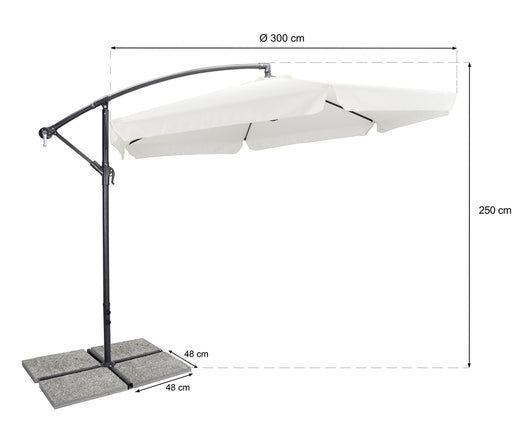 Ombrellone da giardino rotondo Ø 3 mt a braccio decentrato mod. Maracaibo OB11MAPAC