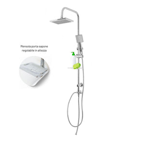 Colonna doccia attrezzata luna ottone cromato soffione e doccetta quadrati *** materiale staffe a parete abs, pezzi 1