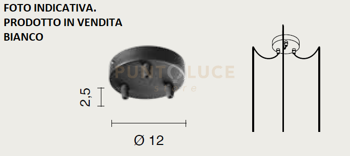 OBA0003 BASE 3 FORI BIANCO D.12CM H.2,5CM PER SOSPENSIONE
