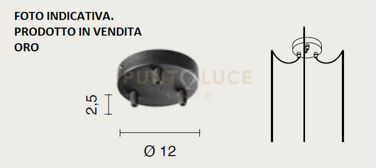 OBA0005 BASE 3 FORI ORO  D.12CM H.2,5CM PER SOSPENSIONE