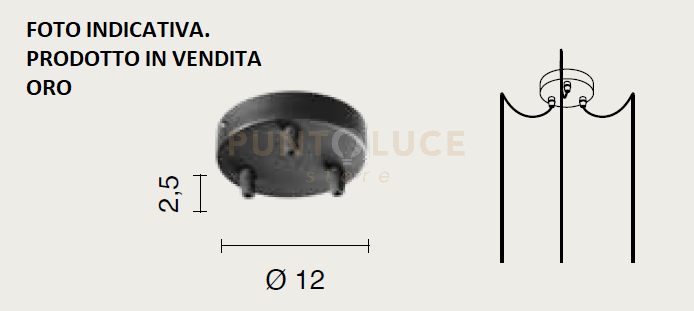 OBA0005 BASE 3 FORI ORO  D.12CM H.2,5CM PER SOSPENSIONE