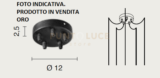 OBA0008 BASE 5 FORI ORO  D.12CM H.2,5CM PER SOSPENSIONE