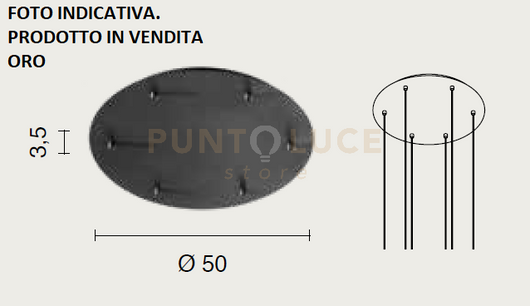 OBA0011 BASE 6 FORI ORO D.50CM H.3,5CM PER SOSPENSIONE