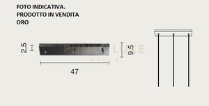OBA0019 BASE RETTANGOLARE 3 FORI ORO PER SOSPENSIONE L.47CM