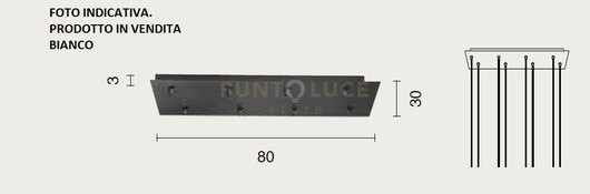 OBA0023 BASE RETTANGOLARE 8 FORI BIANCO PER SOSPENSIONE 80CM
