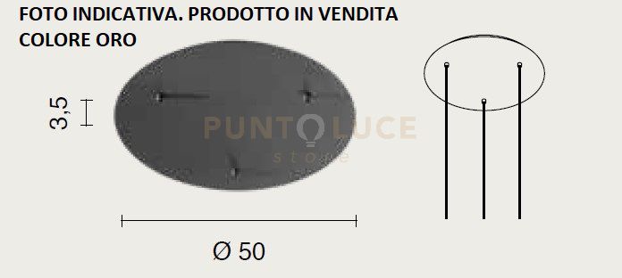 OBA0027 BASE CON 3 FORI ORO D.50CM H.3,5CM PER SOSPENSIONE