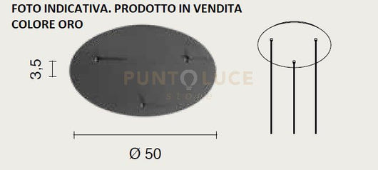 OBA0027 BASE CON 3 FORI ORO D.50CM H.3,5CM PER SOSPENSIONE