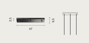 OBA0046 BASE RETTANGOLARE 3 FORI BIANCO PER SOSPENSIONE L.47CM
