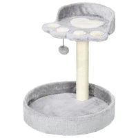 Tiragraffi per Gatti con Lettini, Corda in Juta e Peluche, 41x41x44 cm, Grigio Chiaro