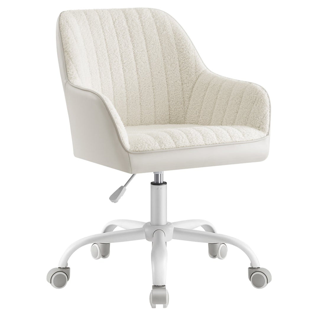 Sedia da ufficio con superficie in velluto sedia girevole seduta ergonomica imbottitura in schiuma altezza regolabile beige 12_0004852