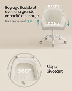 Sedia da ufficio con superficie in velluto sedia girevole seduta ergonomica imbottitura in schiuma altezza regolabile beige 12_0004852