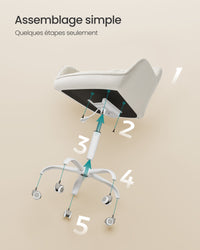 Sedia da ufficio con superficie in velluto sedia girevole seduta ergonomica imbottitura in schiuma altezza regolabile beige 12_0004852