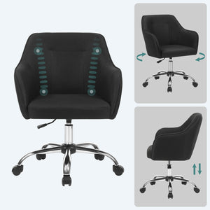 Sedia da ufficio girevole comoda seduta ergonomica altezza regolabile portata 120 kg struttura in acciaio tessuto simil lino per ufficio nero 12_0005880