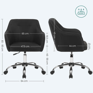 Sedia da ufficio girevole comoda seduta ergonomica altezza regolabile portata 120 kg struttura in acciaio tessuto simil lino per ufficio nero 12_0005880