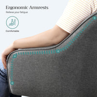 Sedia da ufficio girevole comoda seduta ergonomica regolabile in altezza portata 120 kg struttura in acciaio tessuto simil lino per ufficio grigio 12_0005879