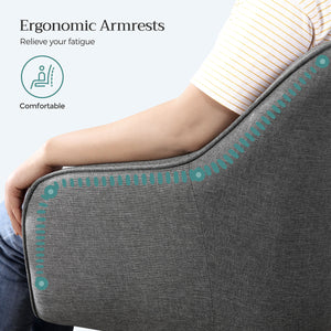 Sedia da ufficio girevole comoda seduta ergonomica regolabile in altezza portata 120 kg struttura in acciaio tessuto simil lino per ufficio grigio 12_0005879