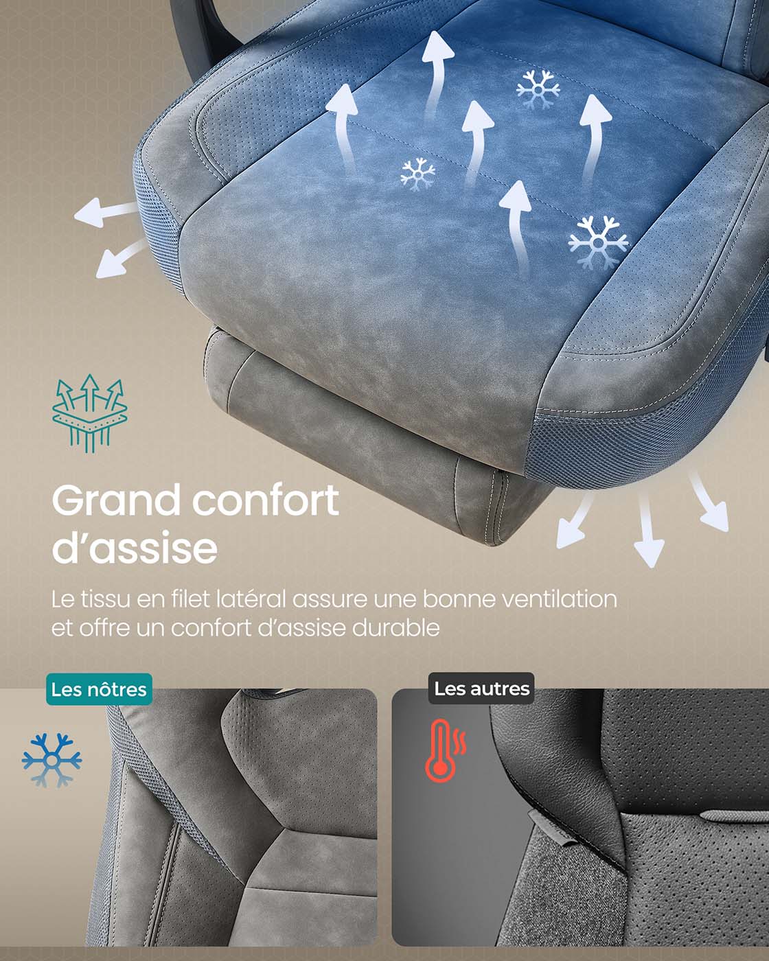 Comoda sedia da ufficio ergonomica regolabile in altezza spessore 10 cm grigia 12_0005899