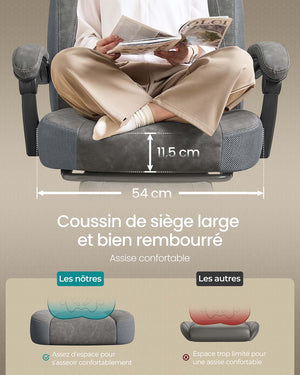 Comoda sedia da ufficio ergonomica regolabile in altezza spessore 10 cm grigia 12_0005899