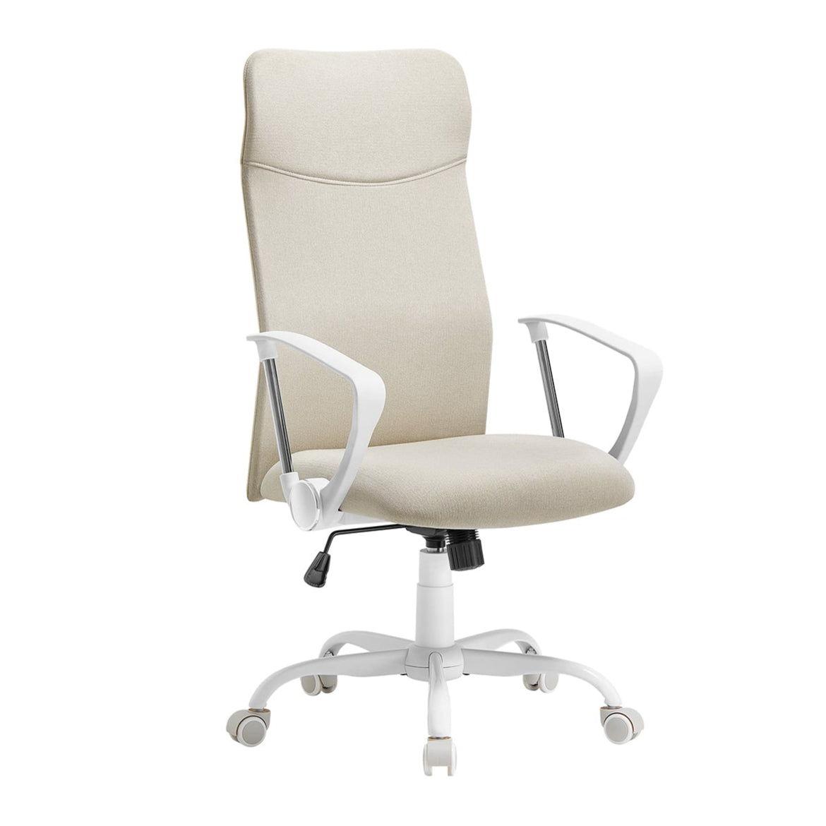 Sedia da ufficio ergonomica imbottita girevole in tessuto seduta regolabile in altezza meccanismo di inclinazione portata 120 kg beige 12_0005877