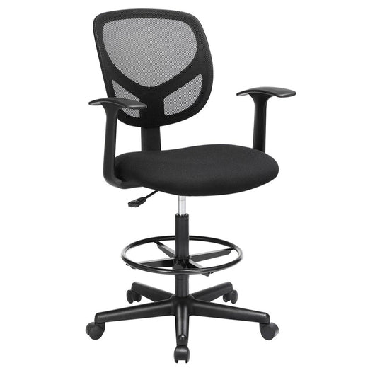 Sedia da ufficio ergonomica con poggiapiedi altezza regolabile girevole a 360° per scrivania in piedi nera 12_0005903