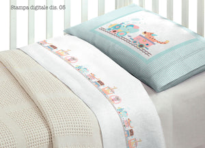 Completo Lenzuola Per Lettino In 100% Cotone Disegno 5 O.B - Lettino - Disegno 5