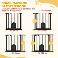 Cancellino per Cani Regolabile con Porta Piccola e Chiusura Automatica, 75-103x76cm, Nero