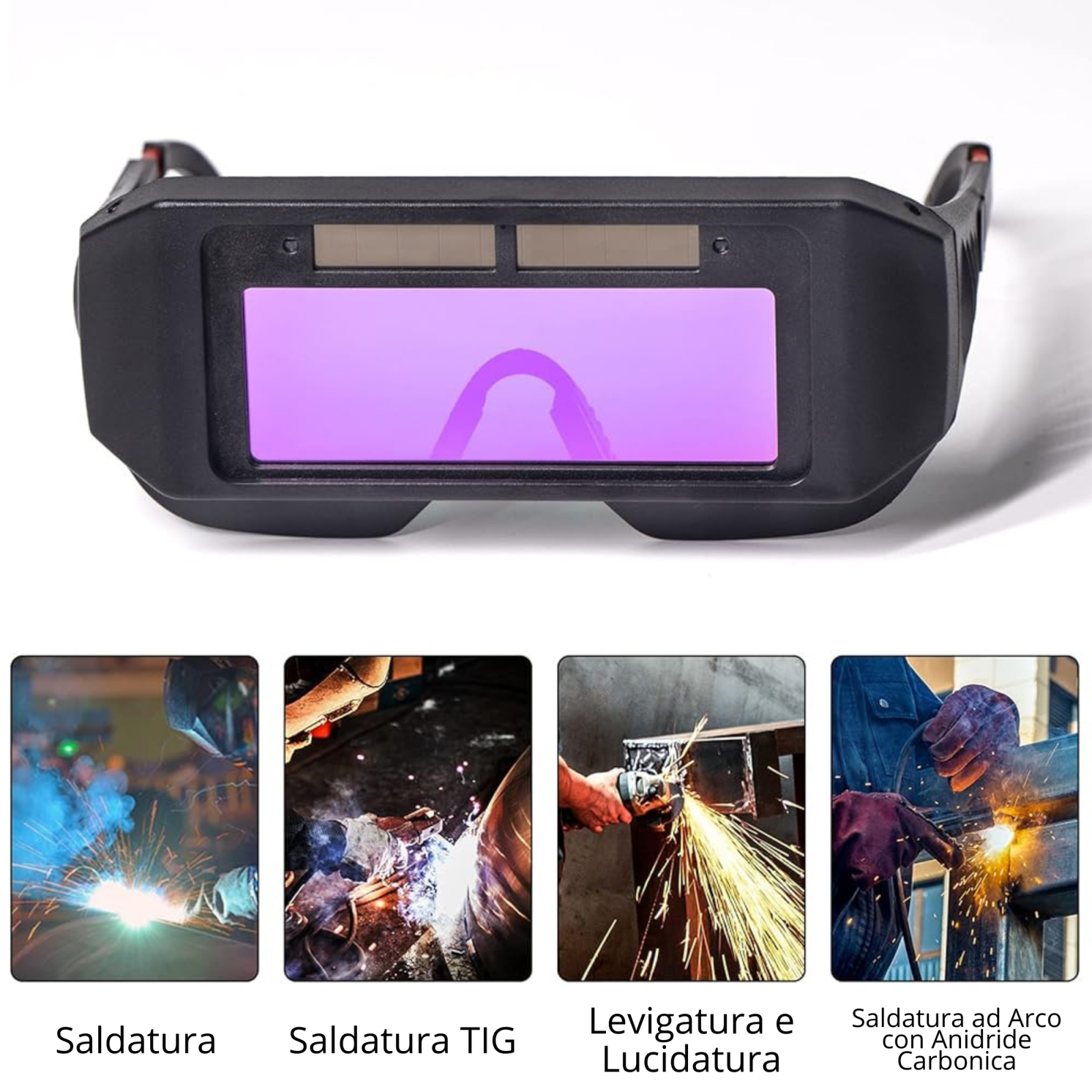 OCCHIALI PROTEZIONE PER SALDATURA LENTE AUTO OSCURAMENTO PER SALDATRICE
