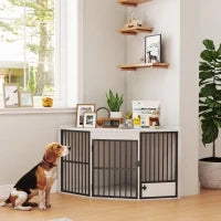 Gabbia per Cani per Cani di Piccola e Media Taglia, in MDF e Acciaio, Bianco