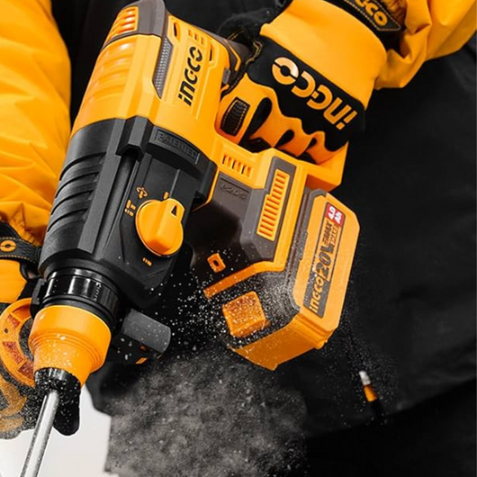 Martello demolitore a batteria 20v + 2 batterie + 4 punte + caricabatterie