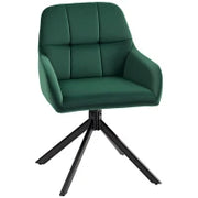 Poltroncina in Velluto Moderna con Seduta Girevole, Braccioli e Gambe in Acciaio, Verde