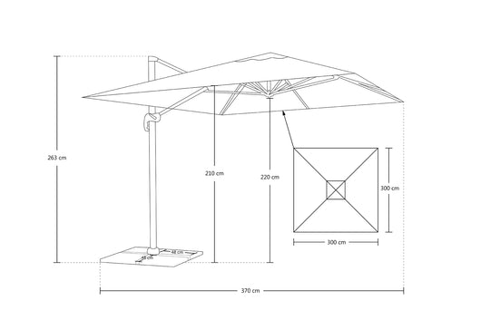 Ombrellone da giardino a braccio decentrato 3×3 - Miami - OD11MI3.3