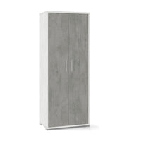 Armadio mobile 2 ante 71x41x182H cm in kit di design colore Cemento Grigio cemento e Ossido bianco