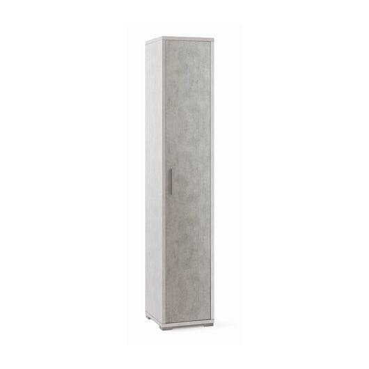 Armadio colonna 1 anta 39x41x199H cm in kit di montaggio colore Ossido Bianco e Cemento