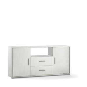 Madia Credenza Mobile 2 ante con 2 cassetti 174x41x84H design moderno in kit di montaggio colore Ossido bianco
