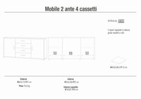 Credenza Mobile 2 ante con 4 cassetti 174x41x84H cm desing moderno in kit colore Noce Stelvio e Ossido bianco