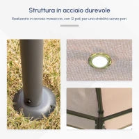 Gazebo da Giardino 4x3m con 6 Tende Rimovibili, Struttura in Metallo e Telo in Poliestere Beige