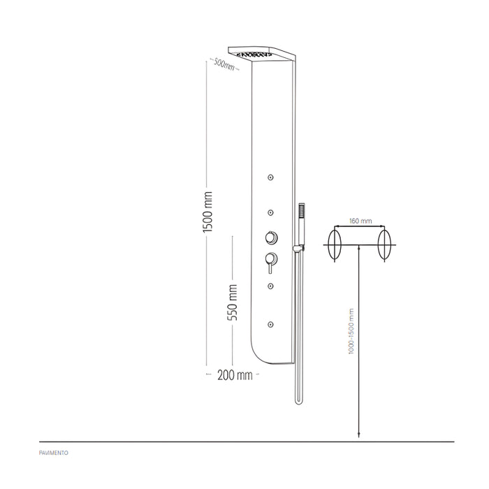 Colonna doccia acciaio inox 3 funzioni 4 bocchette idro lombari l20xp50xh150 005b *** finitura- cromo lucido, confezi...