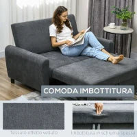 Divano Letto Clic Clac con Schienale Regolabile su 3 Livelli, in Tessuto Effetto Velluto, 148x87x88 cm, Grigio