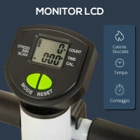 Stepper con Manubrio, Pedali Antiscivolo e Monitor LCD, in Acciaio e ABS, 55x44x108 cm, Bianco Nero e Verde