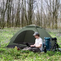 Tenda da Campeggio a Igloo con Porta a Cerniera, Zanzariera e Finestre a Rete, 206x152x110 cm, Verde