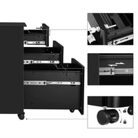 Mobiletto portaoggetti mobile per ufficio con ruote e serratura per documenti e cartelle sospese con 3 cassetti nero 12_0004826