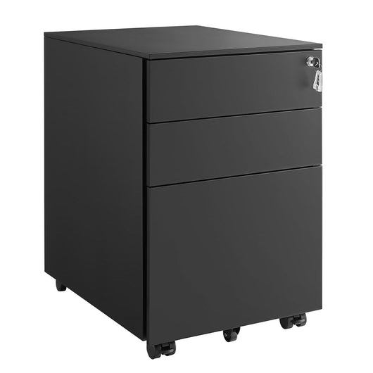 Mobiletto per ufficio su ruote con 3 cassetti e schedario sospeso mobiletto per ufficio con serratura per fascicoli e documenti corpo mobiletto preassemblato nero 12_0004806