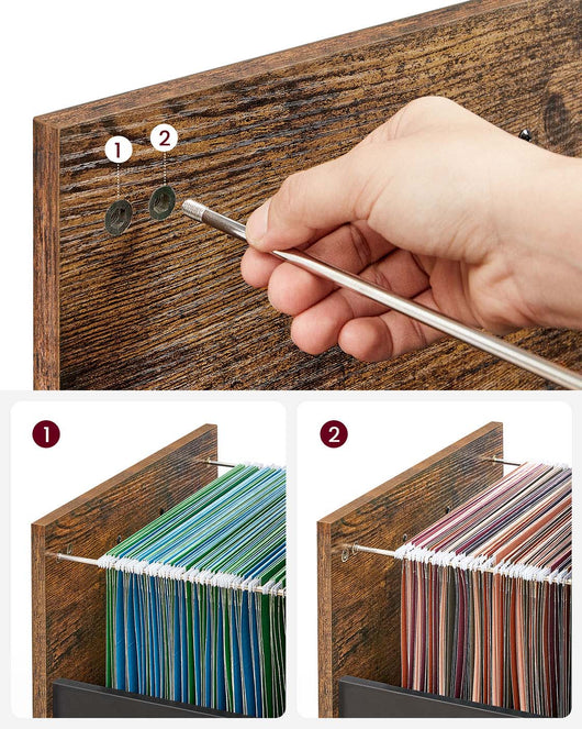 Mobiletto ufficio 2 cassetti mobiletto portaoggetti 41 x 45 x 66 cm con ruote open space stile industriale rustico marrone e nero 12_0004799