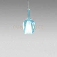 OFELIA S/10 MINI - VETRO BLU-TRASPARENTE E PORTALAMPADA BIANCO ATTACCO G9 CAVO TRASPARENTE SENZA BASE DI ATTACCO D.14CM