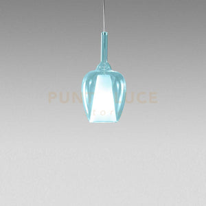 OFELIA S/10 MINI - VETRO BLU-TRASPARENTE E PORTALAMPADA BIANCO ATTACCO G9 CAVO TRASPARENTE SENZA BASE DI ATTACCO D.14CM