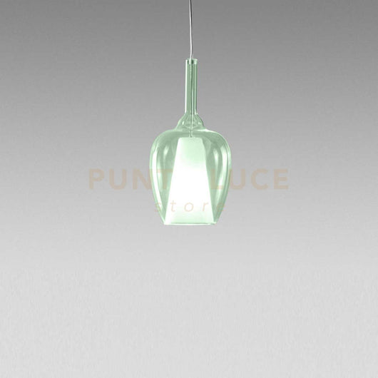 OFELIA S/10 MINI - VETRO VERDE-TRASPARENTE E PORTALAMPADA BIANCO ATTACCO G9 CAVO TRASPARENTE SENZA BASE DI ATTACCO D.14CM