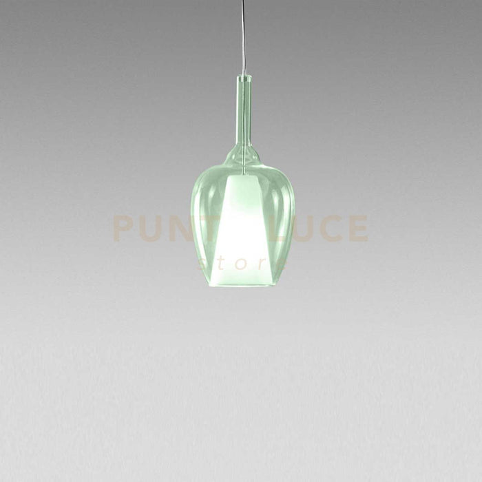 OFELIA S/10 MINI - VETRO VERDE-TRASPARENTE E PORTALAMPADA BIANCO ATTACCO G9 CAVO TRASPARENTE SENZA BASE DI ATTACCO D.14CM